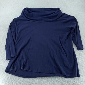 Roaman's Sweater Womens 4X 34/36 Plus Size Navy Cowl Neck Ribbed Knit 3/4 Sleeve